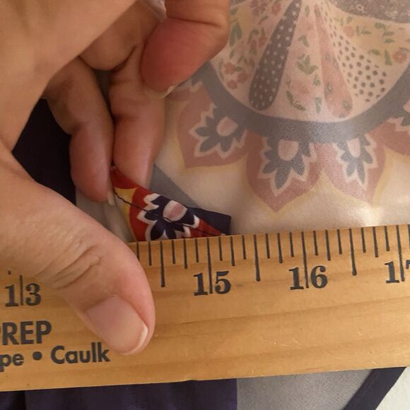 Boho Off Shoulder Maxi Dress Small Purple Geometric Folk Print Ruffle Festival - Picture 11 of 14